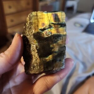 Labradorite Stone with Iridescent Yellow and Black Hues